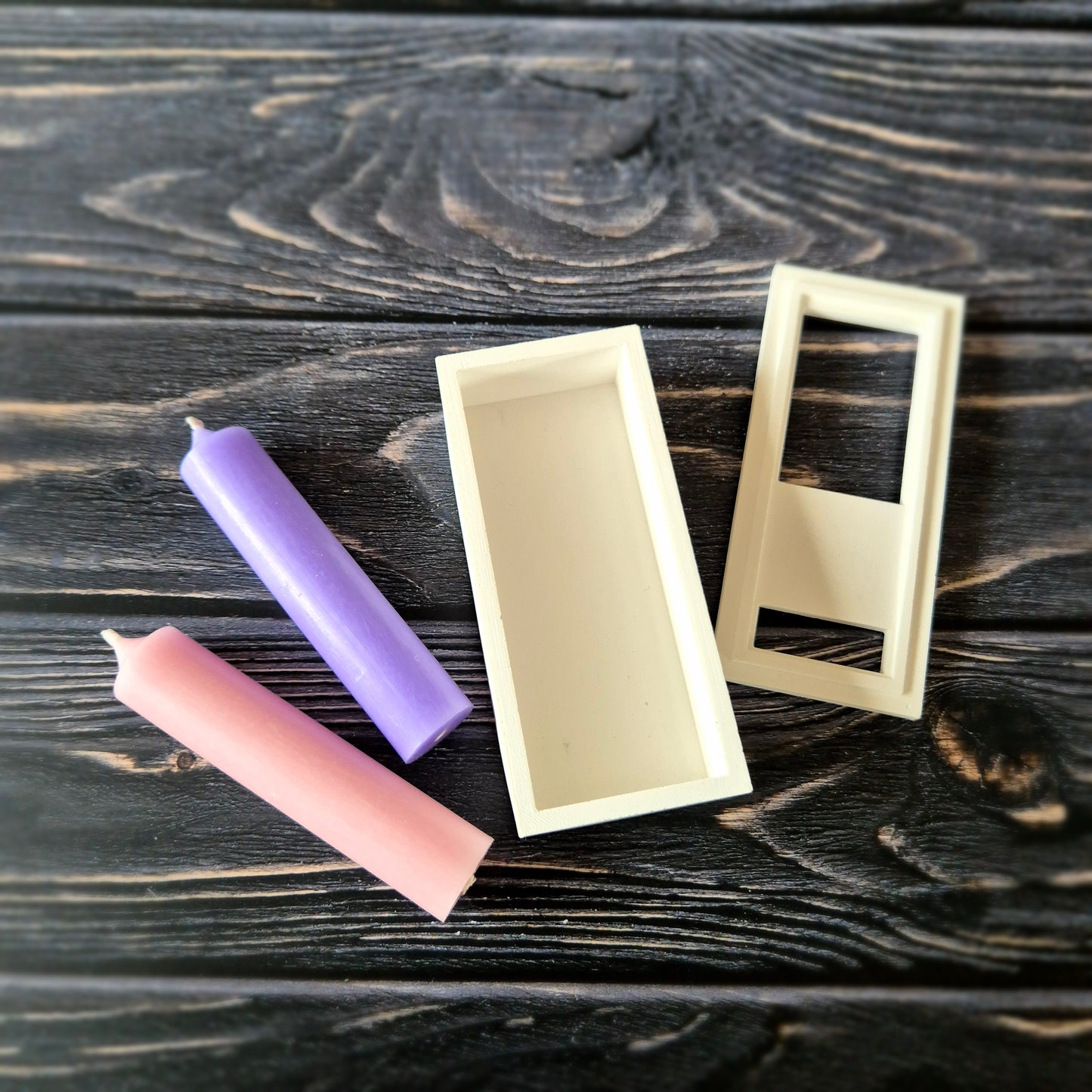 Geschenkbox für 2 Stabkerzen mit Deckel zum Auflegen - ca. 12,5 x 5,5cm