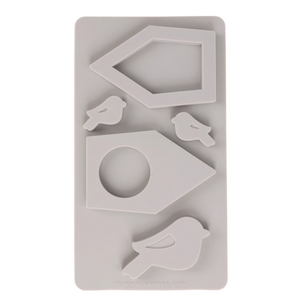 Gießform "Vogelhäuser" von der Firma Rayher aus Silikon für Gießbeton, Keraflott oder ähnliches, Abmessung der Gießform: 14,5x26x1,2cm