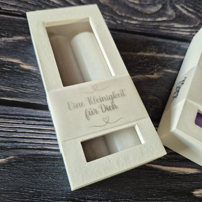 Geschenkbox für 2 Stabkerzen mit Deckel zum Auflegen - ca. 12,5 x 5,5cm