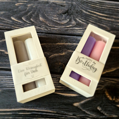 Geschenkbox für 2 Stabkerzen mit Deckel zum Auflegen - ca. 12,5 x 5,5cm