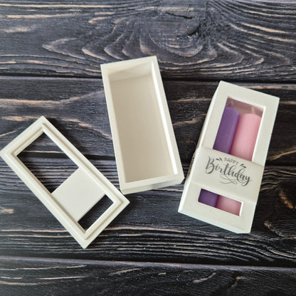 Geschenkbox für 2 Stabkerzen mit Deckel zum Auflegen - ca. 12,5 x 5,5cm