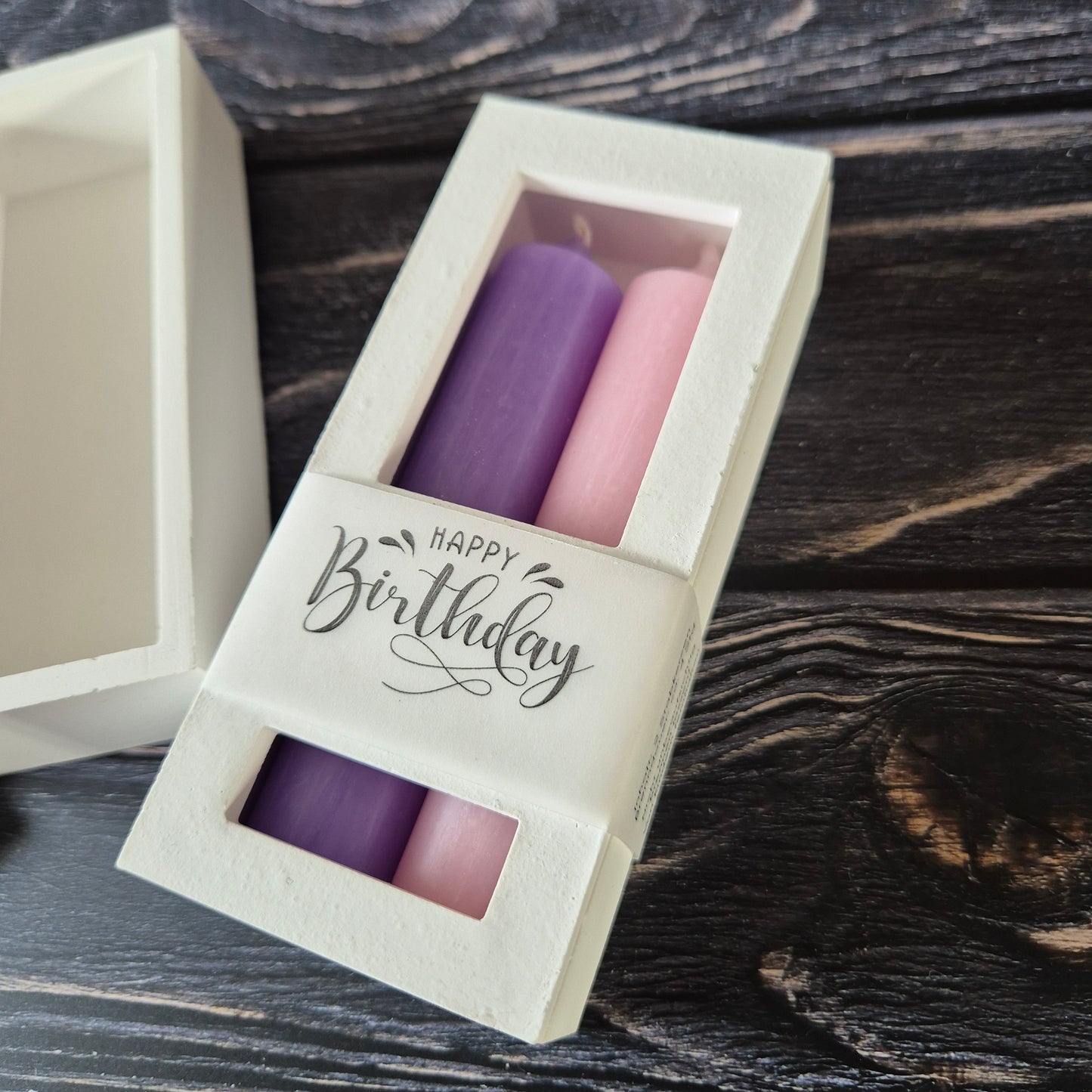 Geschenkbox für 2 Stabkerzen mit Deckel zum Auflegen - ca. 12,5 x 5,5cm