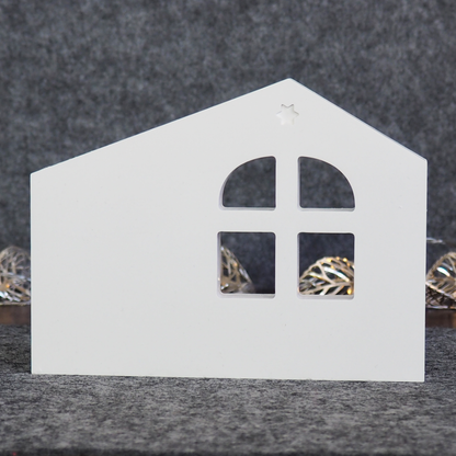 Krippe mittleres Set, 11 Teile plus Holztablett - Weihnachtskrippe aus weißem Gießbeton und mit exakt passendem Holztablett, eindrucksvolle Dekoration für Weihnachten, handgemacht