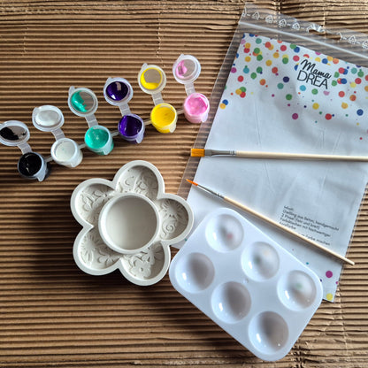 Maltüte - Die kreative Auszeit mit Pinseln, Acrylfarben, Palette und Rohling zum Anmalen