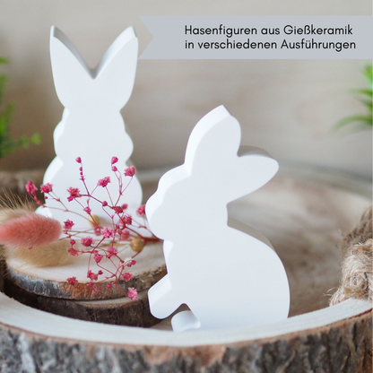 Hasenfigur für Frühling und Ostern aus Gießkeramik, verschiedene Varianten - ca. 13 x  7 cm