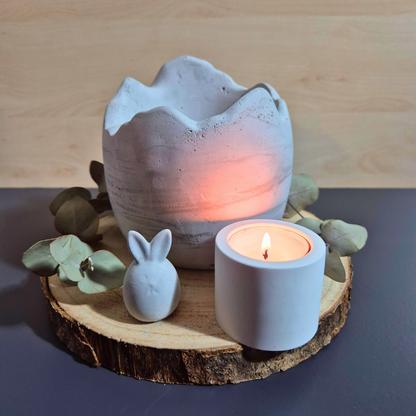 Vase in Osterei-Form für Trockenblumen, in Rustikalem Stil, aus Gießbeton, ca. 12,5 x 12 cm