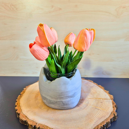 Vase in Osterei-Form für Trockenblumen, in Rustikalem Stil, aus Gießbeton, ca. 12,5 x 12 cm