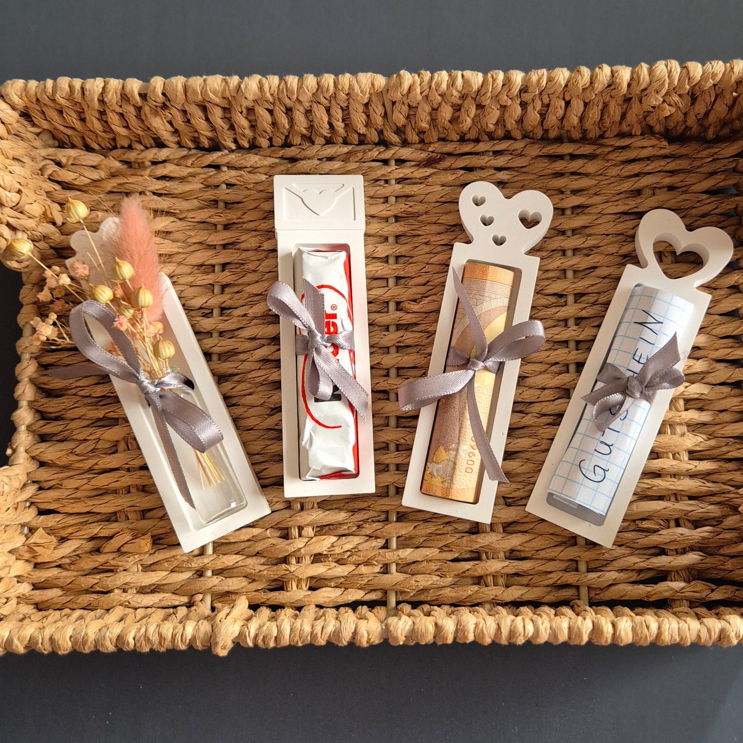 Geschenkverpackung für Schokoriegel, Geldscheine oder Gutscheine  - 12,0 x 3,0 cm