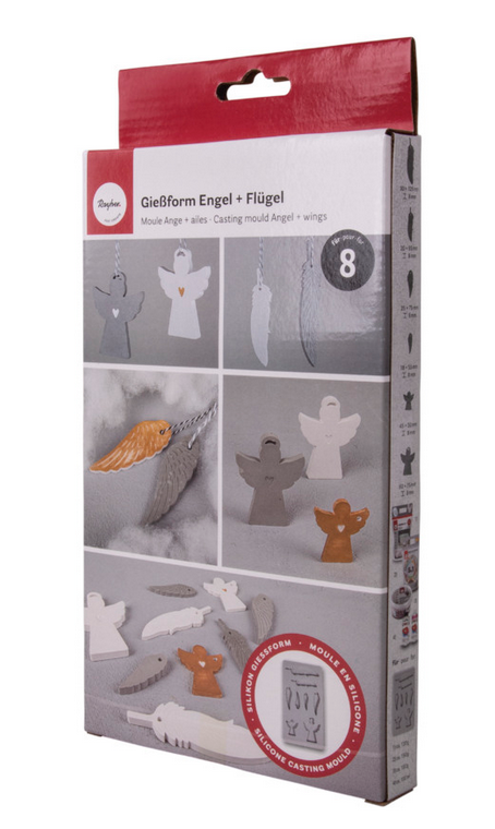Gießform "Engel, Flügel, Feder " aus Silikon von der Firma Rayher für Gießbeton oder ähnliches