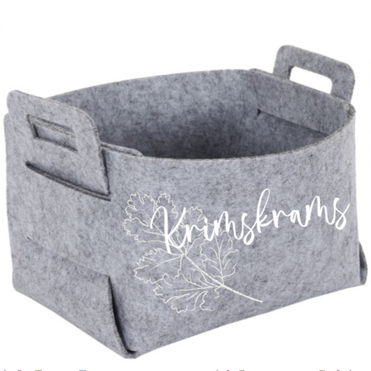 Filzkörbchen klein in der Farbe Hellgrau, platzsparend faltbar und personalisierbar, Abmessungen: 20 x 14 x 13cm