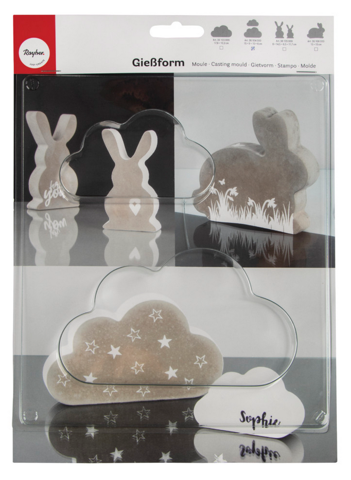 Gießform "Wolken" von der Firma Rayher aus Kunststoff für Gießbeton Pulver, Seife oder ähnliches